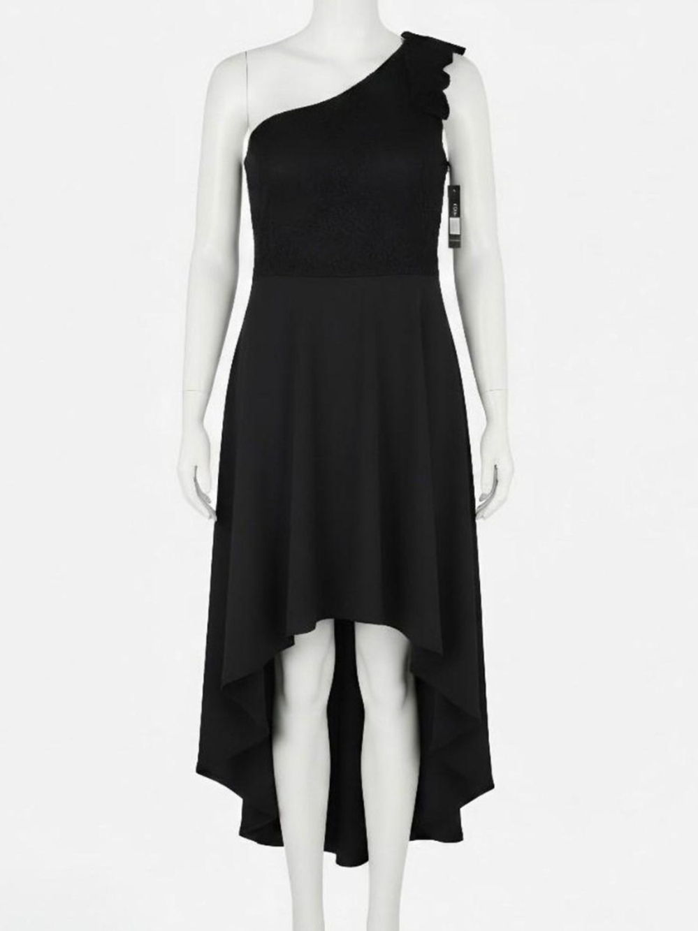 Asymmetric One-Shoulder Black High-Low Dress